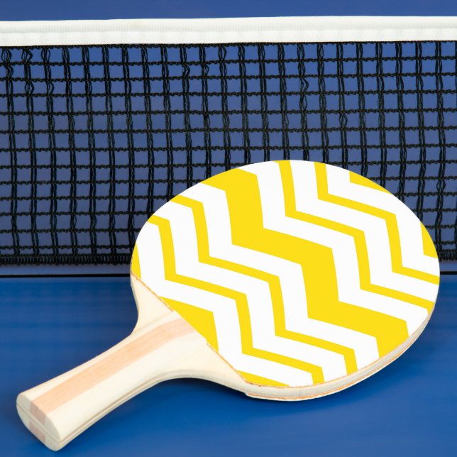 Yellow White Chevron Zigzag Pattern Design  Ping Pong Paddle (Insitu)