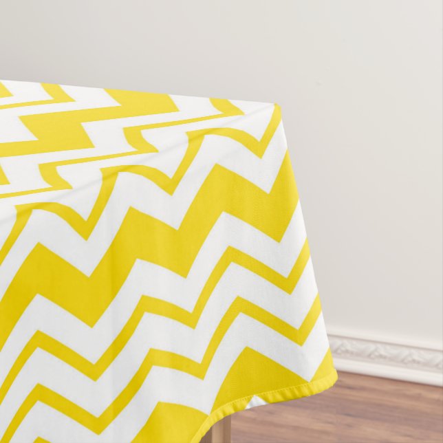 Yellow White Chevron Zigzag Pattern Design  Tablecloth (In Situ)