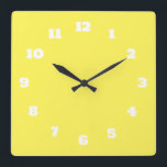 Yellow White Colourful Bright Custom Colour Decor Square Wall Clock<br><div class="desc">Printed in classy yellow and white custom colour background! You may change colours as you wish!</div>