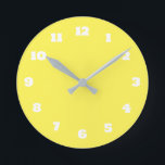 Yellow White Colourful Bright Decor Custom Colour Round Clock<br><div class="desc">Printed in classy yellow and white custom colour background! You may change colours as you wish!</div>