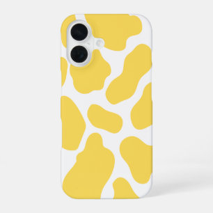 Yellow & White Cow Print iPhone 16 Case