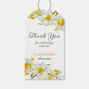 Yellow White Daffodil Rustic Floral Birthday  Gift Tags
