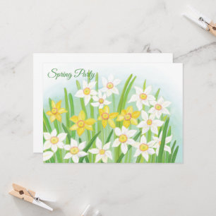 Yellow & White Daffodils Spring Party Custom Text  Invitation