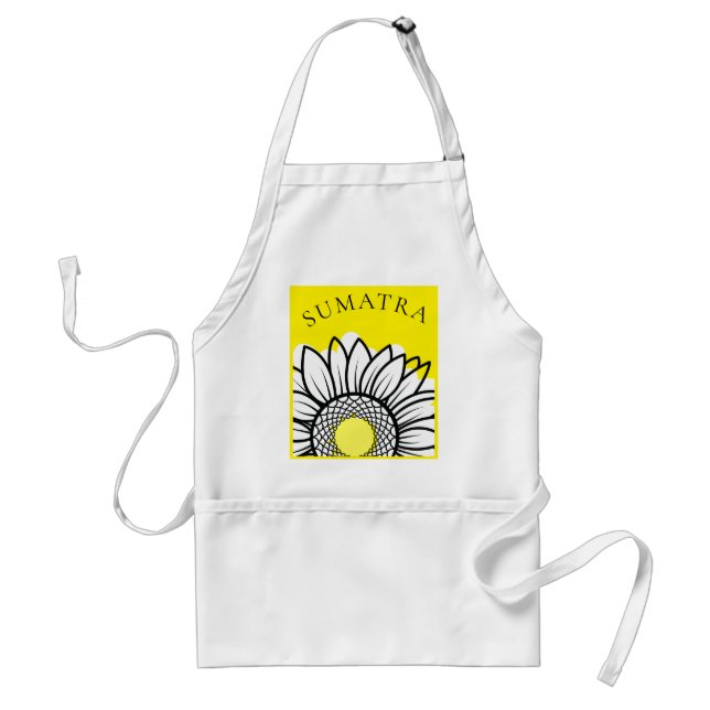 Yellow White Daisy Custom Text Kitchen Apron (Front)