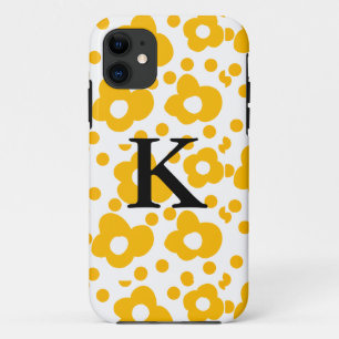 Yellow white daisy floral pattern add monogram mus iPhone 11 case