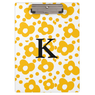 Yellow white daisy floral pattern add monogram mus clipboard