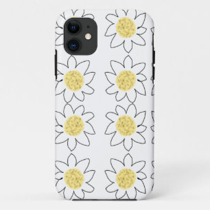 Yellow white daisy flower pattern watercolor art iPhone 11 case
