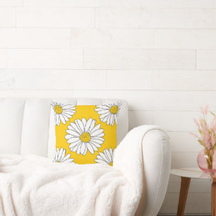 Yellow White Daisy Pattern 2 Cushion