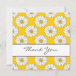 Yellow White Daisy Pattern 2 Thank You Card
