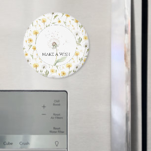 Yellow White Dandelions Flowers Magnet