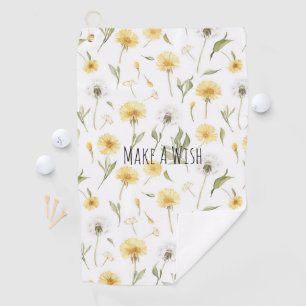 Yellow White Dandelions Flowers Make A Wish Golf Towel