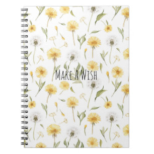 Yellow White Dandelions Flowers Notebook