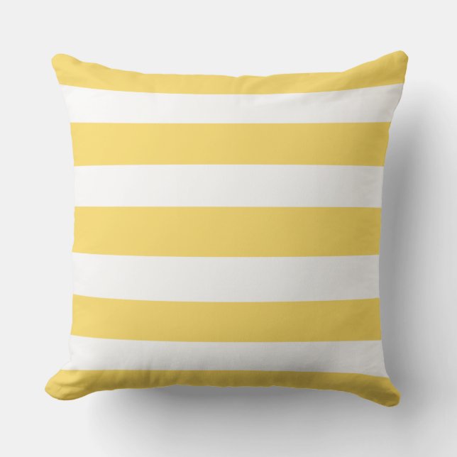 Yellow & White Deckchair Stripes Cushion (Front)
