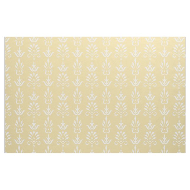 Yellow white elegant damask pattern fabric (Fat Quarter)