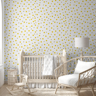 Yellow White Elegant Dots Pattern Wallpaper