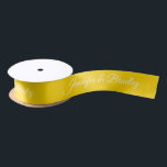 Yellow White Elegant Wedding Personalised Name Satin Ribbon<br><div class="desc">Yellow Gold White Elegant Wedding Personalised Name Custom Satin Ribbon features your personalised names in elegant white calligraphy script on a yellow gold background. Personalised by editing the text in the text boxes. Designed by ©Evco Studio www.zazzle.com/store/evcostudio</div>