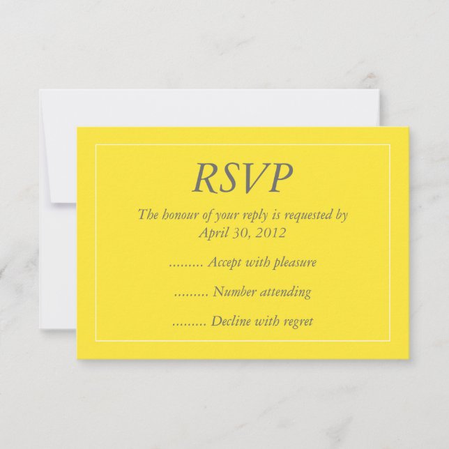 Yellow & White Event Reply, RSVP or Response Cards (Front)