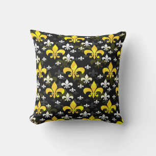 Yellow White Fleur De Lis Cushion