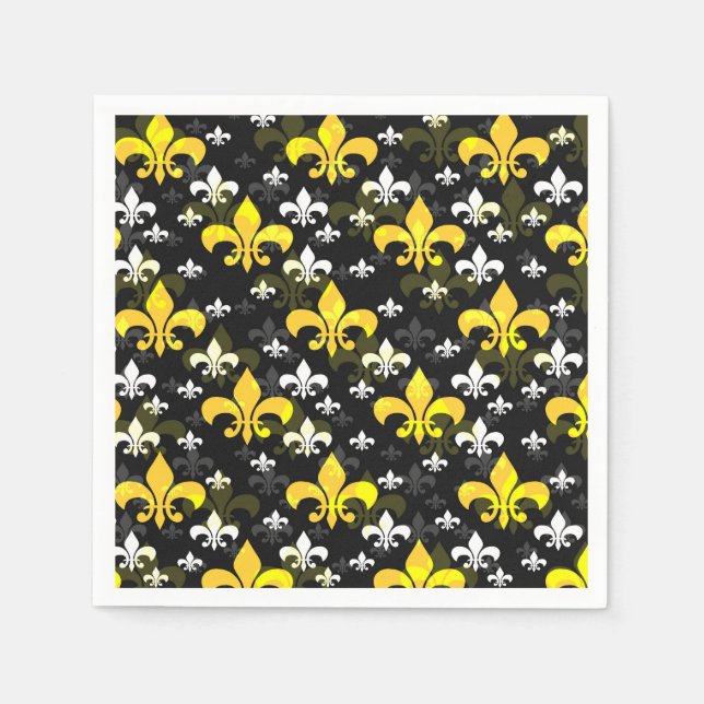 Yellow White Fleur De Lis  Napkin (Front)