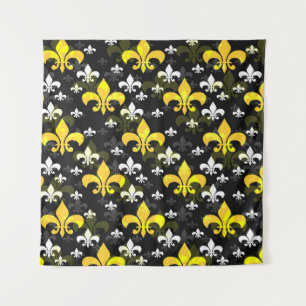 Yellow White Fleur De Lis Tapestry