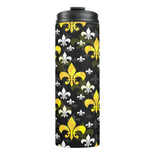 Yellow White Fleur De Lis  Thermal Tumbler