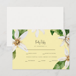 Yellow White Floral Dinner Options RSVP Card