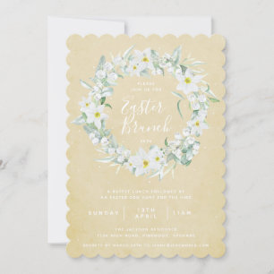 Yellow + White Floral Wreath Easter Brunch Invitation