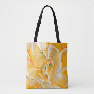Yellow white flower abstract art Georgia O'Keeffe Tote Bag