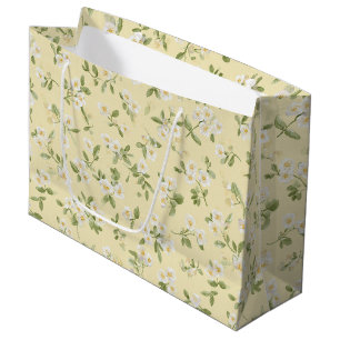 Yellow White Flowers Birthday Large Gift Bag