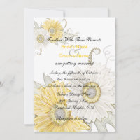 Yellow & White Gerber Daisy Swirl Wedding Invites