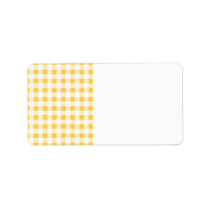 Yellow White Gingham Pattern Label