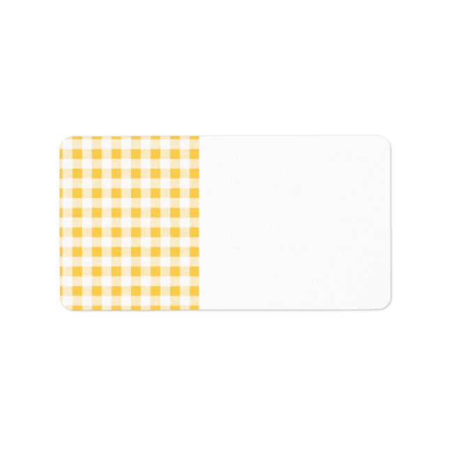 Yellow White Gingham Pattern Label (Front)