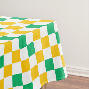 Yellow White Green Chequered Design  Tablecloth