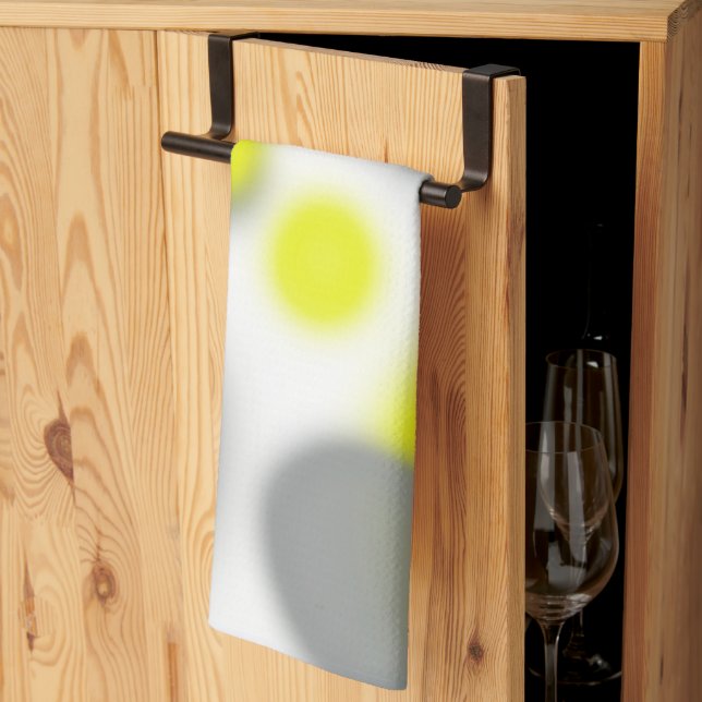 Yellow White Grey Abstract Art  Tea Towel (Thirds Fold)