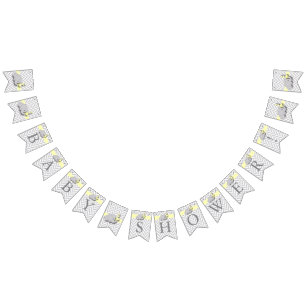 Yellow, White Grey Elephant Baby Shower Bunting
