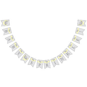 Yellow, White Grey Elephant Baby Sprinkle Bunting