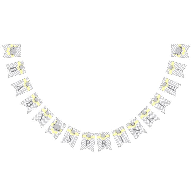 Yellow, White Grey Elephant Baby Sprinkle Bunting (All)