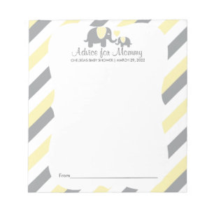 Yellow, White Grey Stripe Elephant - Advice Notepad