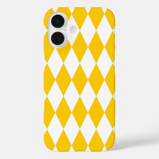 Yellow White Harlequin Diamonds Checkers Design  Case-Mate iPhone Case (Back)