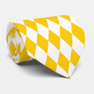 Yellow White Harlequin Diamonds Checkers Design  Tie