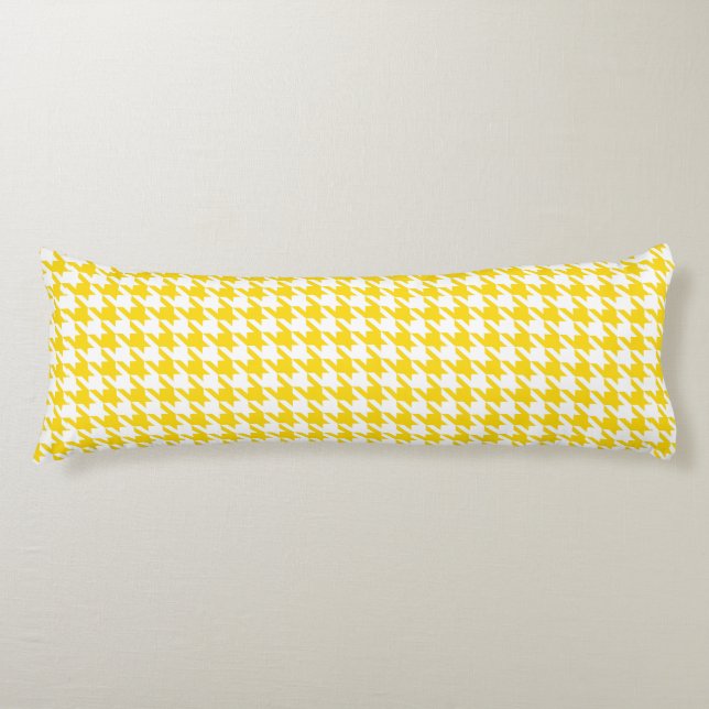 Yellow White Houndstooth Check Body Cushion (Front)