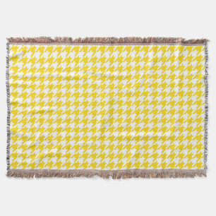 Yellow White Houndstooth Check Throw Blanket