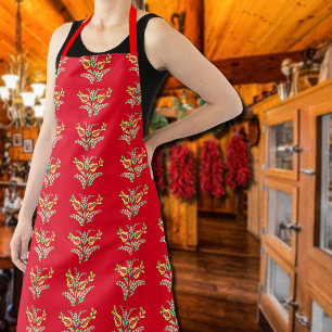 yellow white Hungarian floral pattern Apron