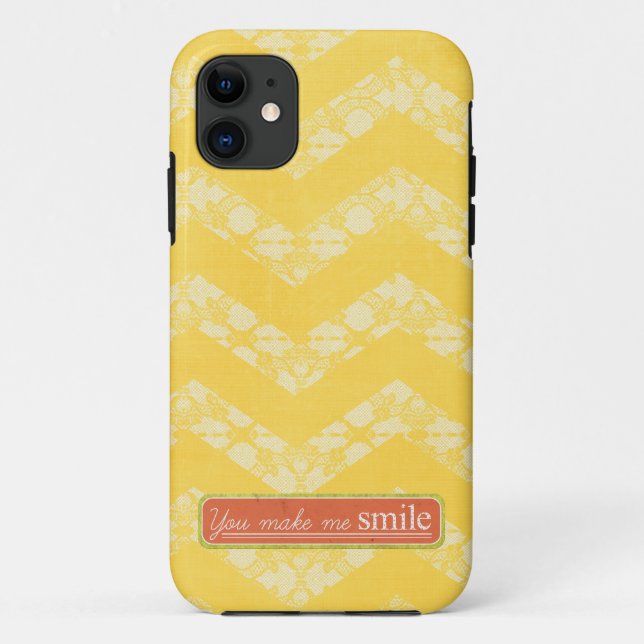 Yellow White Lace Chevron iPhone 5/5S Case (Back)