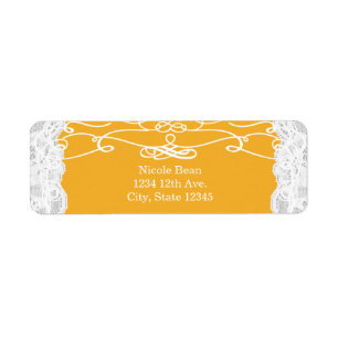Yellow & White Lace Elegant Wedding Address Labels