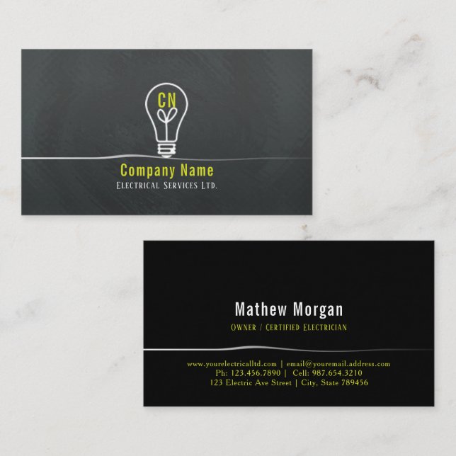 yellow & white lightbulb logo design business card (Front/Back)