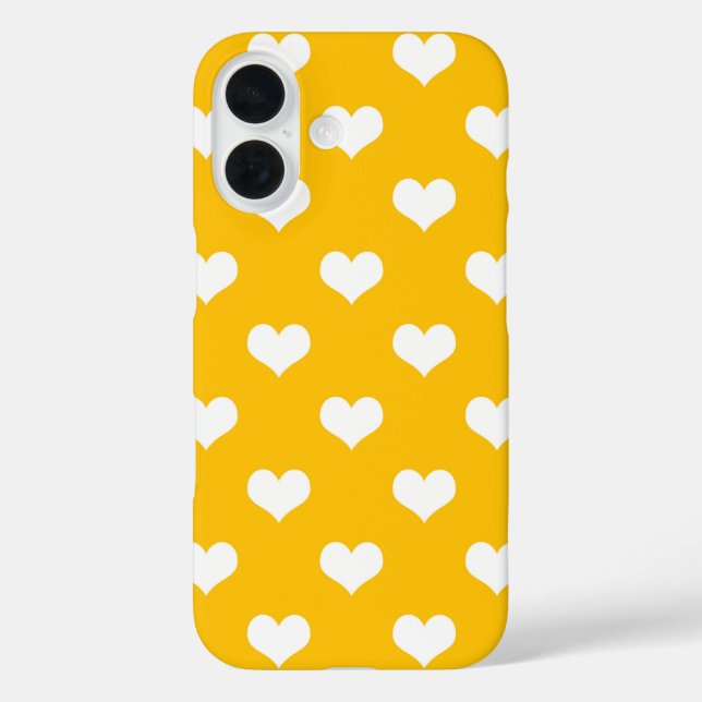 Yellow White Love Heart Pattern Design  Case-Mate iPhone Case (Back)