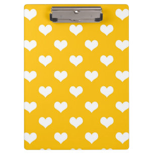 Yellow White Love Heart Pattern Design Clipboard