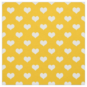 Yellow White Love Heart Pattern Design Fabric