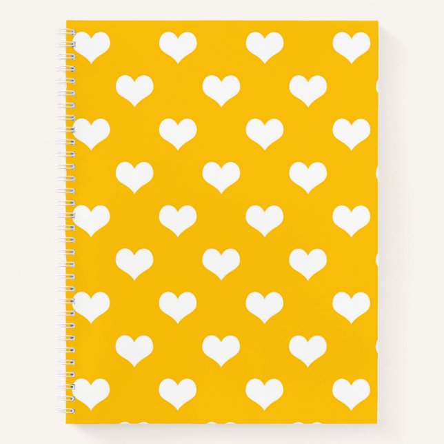Yellow White Love Heart Pattern Design  Notebook (Front)